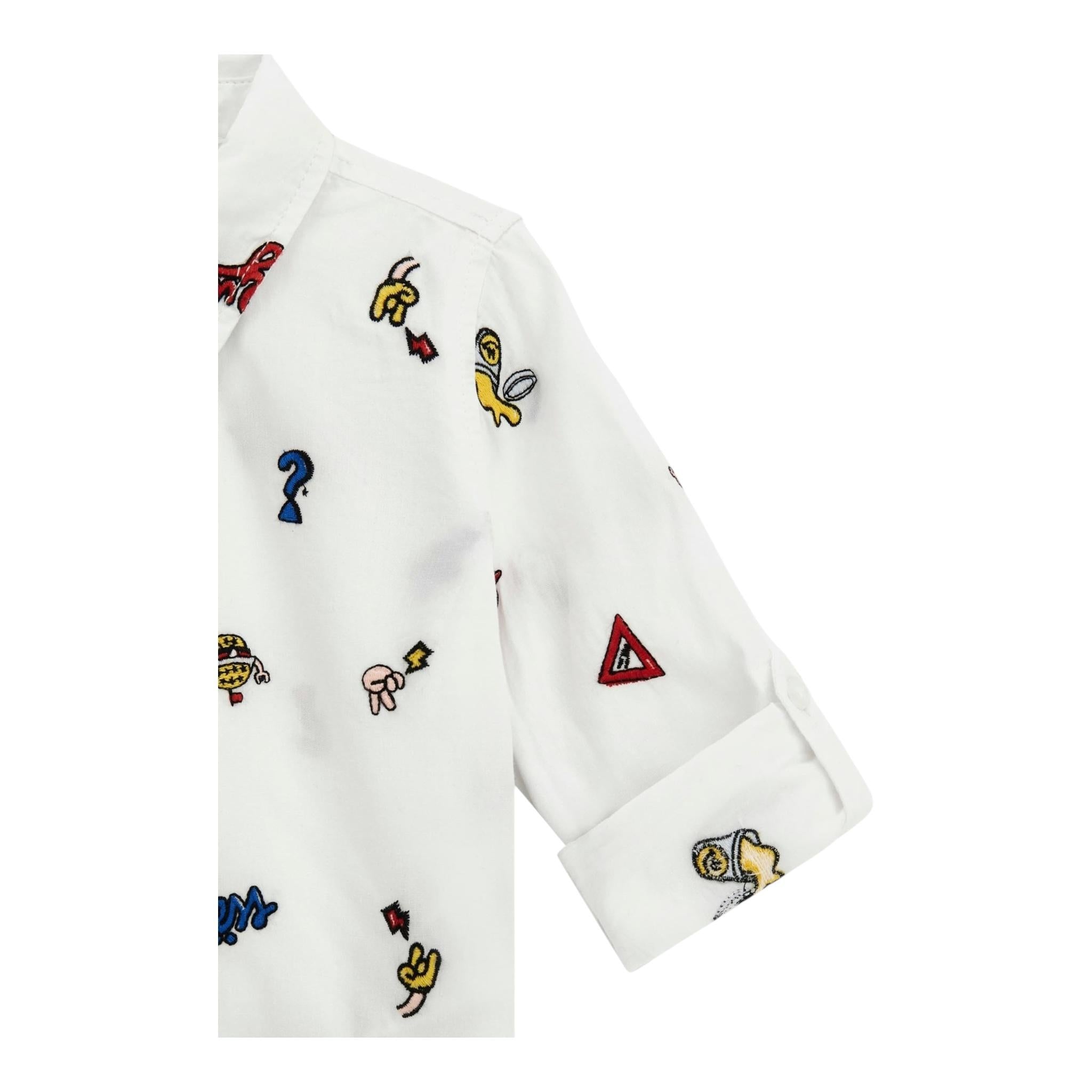 GUESS camicia manica lunga tinta unita con ricami Bianco per Bambino N4YH00WBH BIANCO GUESS