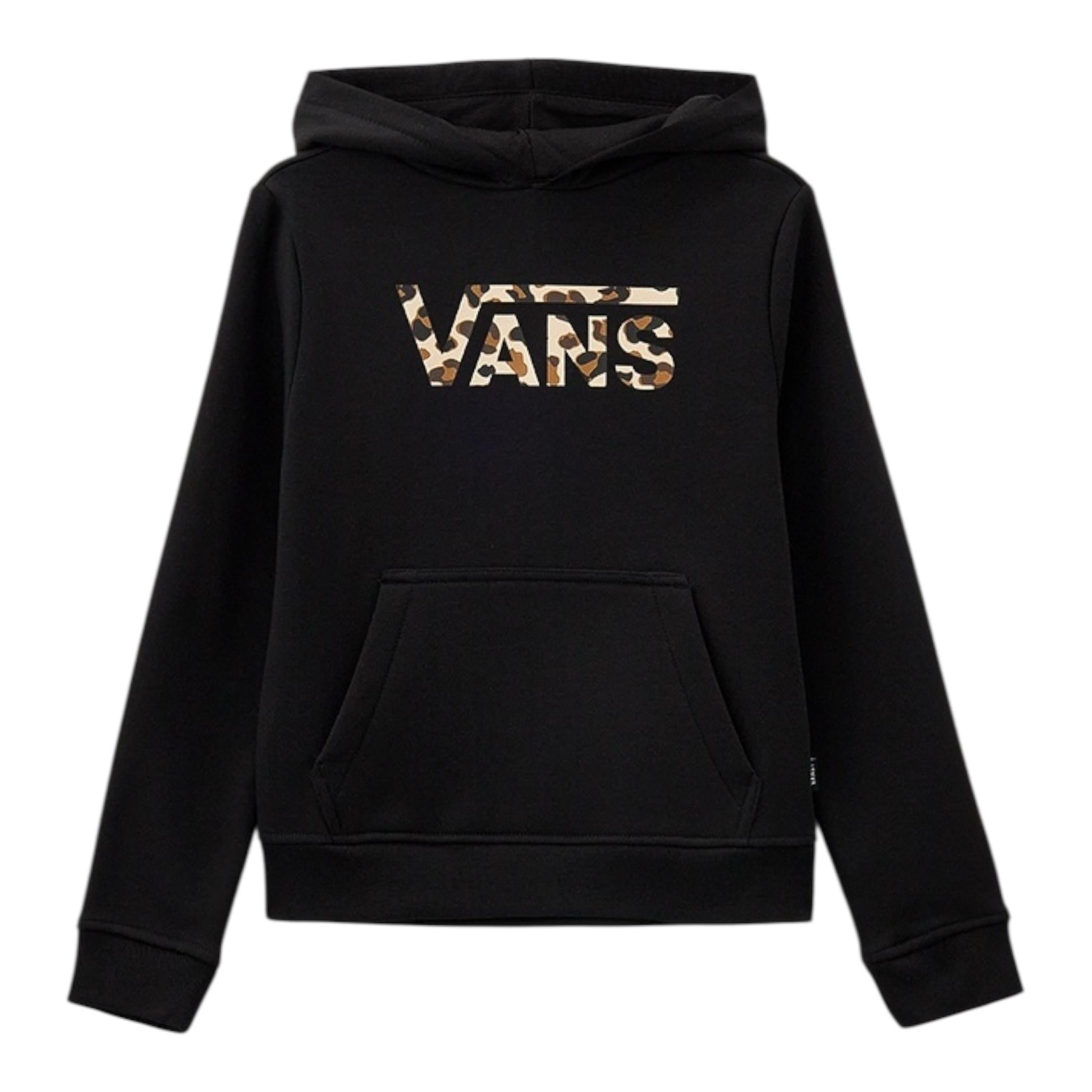 VANS felpa chiusa con cappuccio tinta unita con stampa logo Nero per Bambina VN00K8WBLK NERO VANS