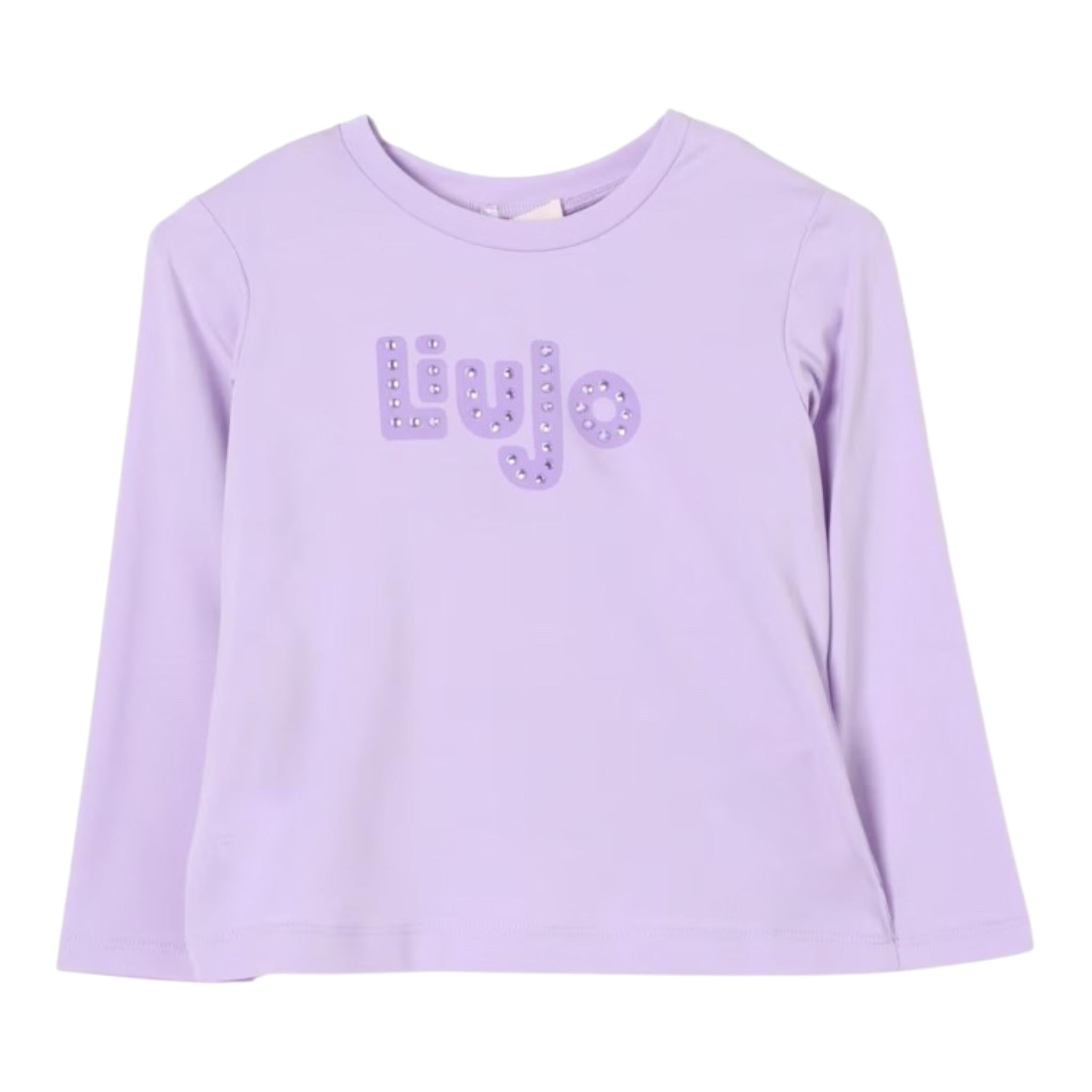 LIU JO shirt girocollo tinta unita con stampa Lilla per Bambina KF4090 LILLA LIU JO