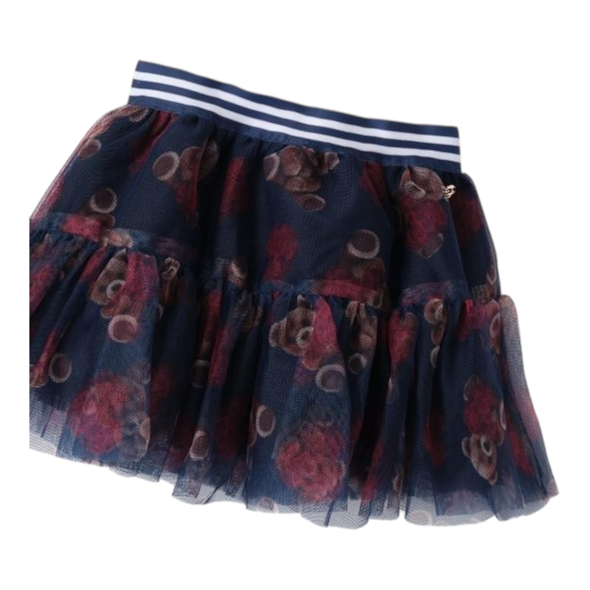 SARABANDA gonna tinta unita con fantasia orsi Blu per Bambina 0A338 BLU SARABANDA