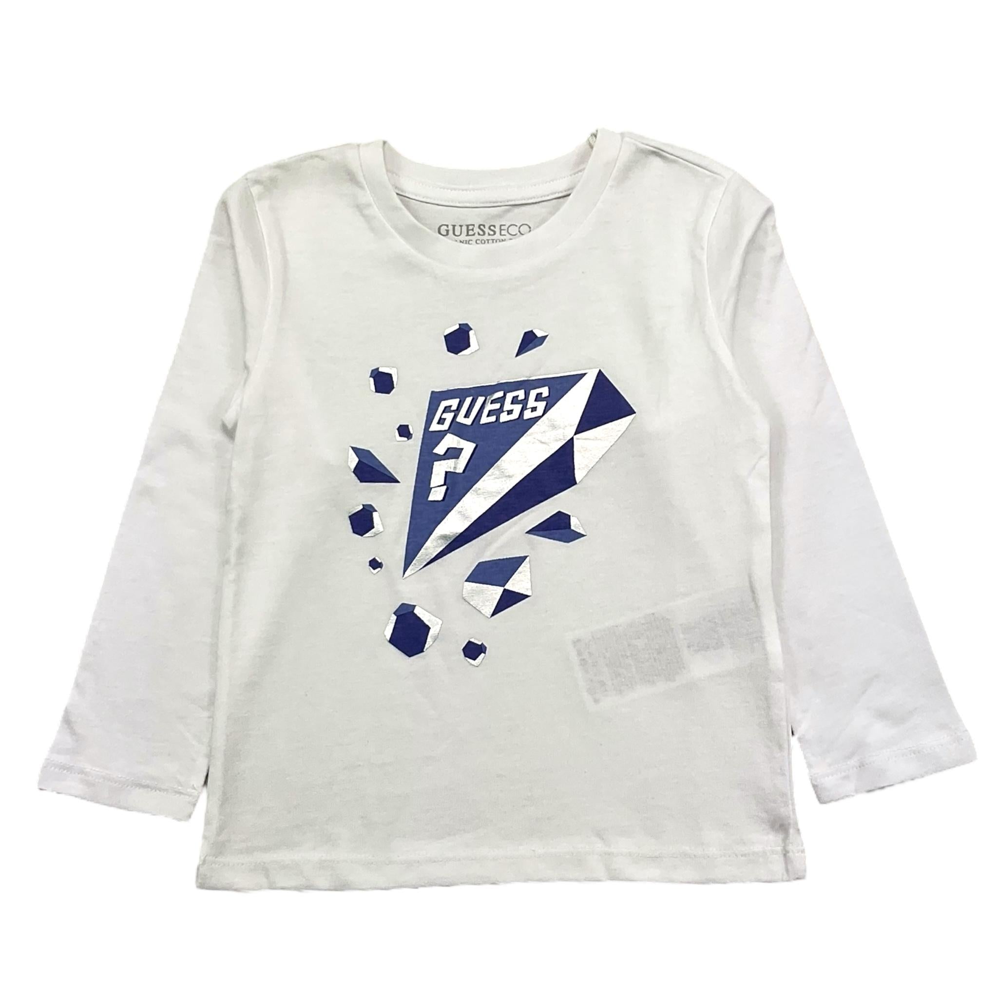GUESS shirt girocollo tinta unita con stampa in contrasto Bianco per Bambina N4BI12I3Z14 BIANCO GUESS