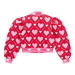 A Dee Felpa tinta unita con Zip E Stampa Cuori Fuxia per Bambina W251301 FUXIA A DEE 