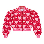 A Dee Felpa tinta unita con Zip E Stampa Cuori Fuxia per Bambina W251301 FUXIA A DEE 