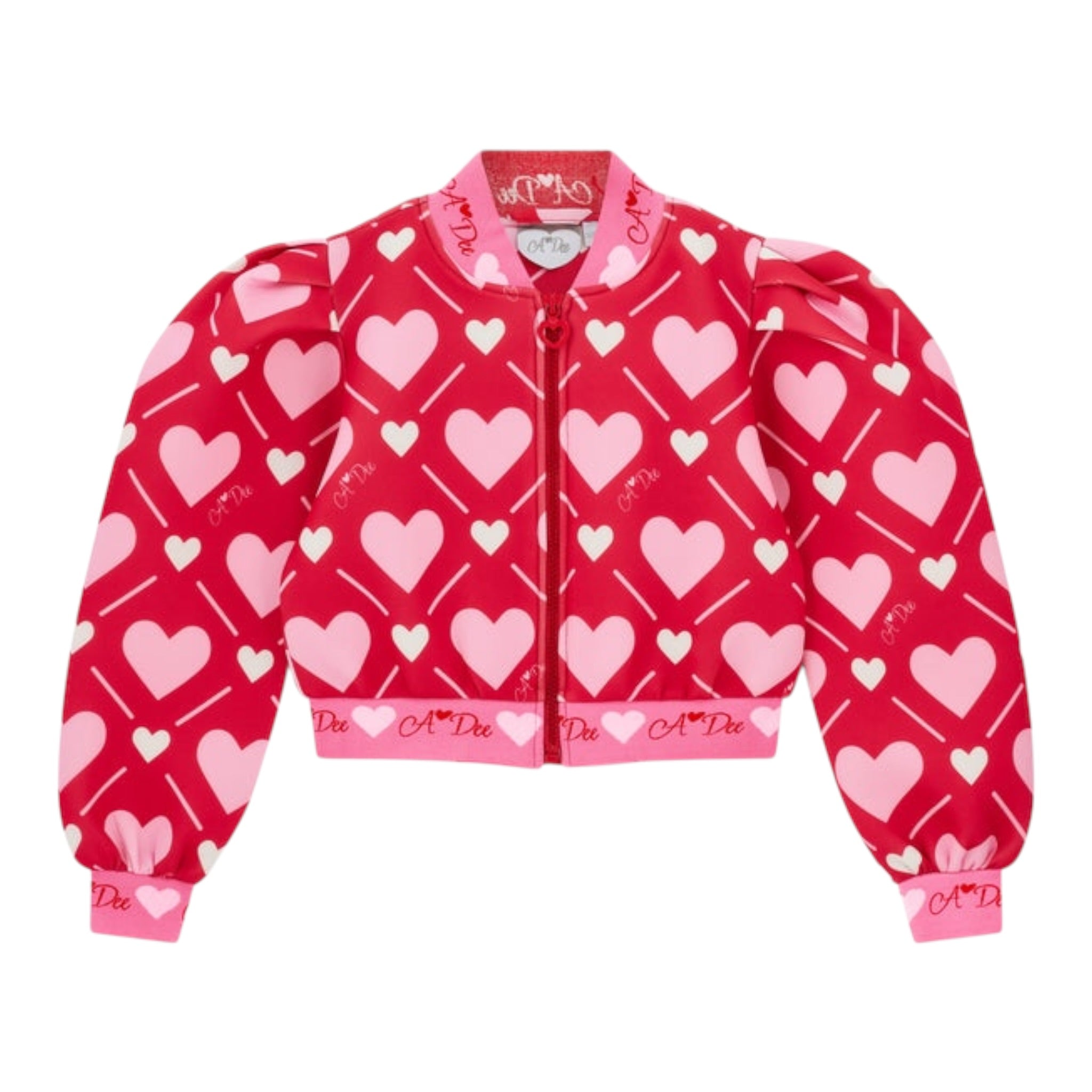 A Dee Felpa tinta unita con Zip E Stampa Cuori Fuxia per Bambina W251301 FUXIA A DEE 