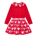 A Dee Abito tinta unita con Stampa Cuori Rosso per Bambina W251701 ROSSO A DEE 