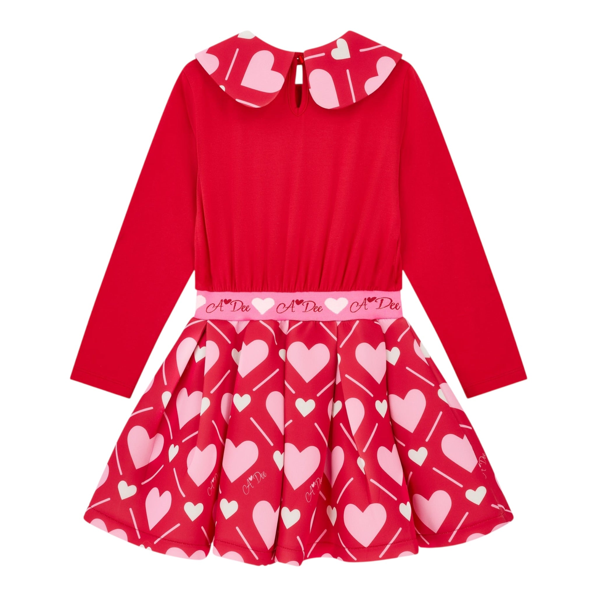 A Dee Abito tinta unita con Stampa Cuori Rosso per Bambina W251701 ROSSO A DEE 