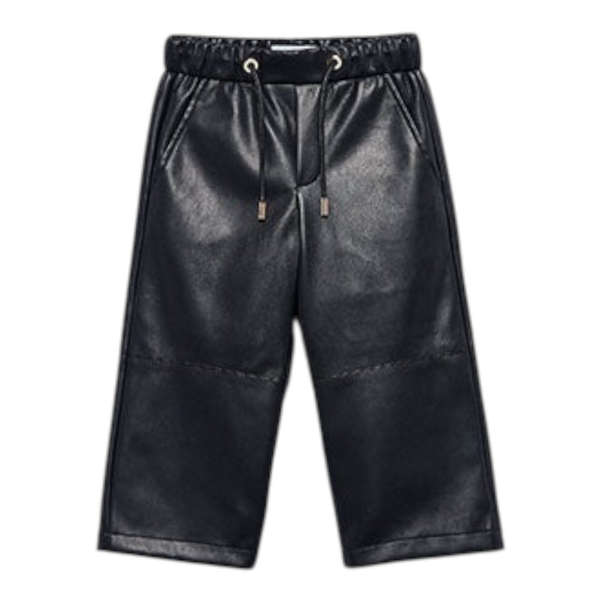 Abel & Lula Pantalone Palazzo tinta unita In Ecopelle Nero per Bambina 5726 NERO ABEL & LULA 