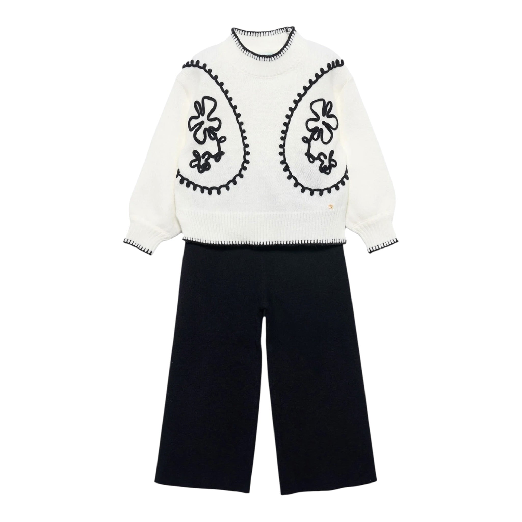 Abel & Lula Completo 2 Pezzi Maglia-Pantalone Bianco/Nero per Bambina 5729 BIANCO/NERO ABEL & LULA 
