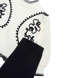 Abel & Lula Completo 2 Pezzi Maglia-Pantalone Bianco/Nero per Bambina 5729 BIANCO/NERO ABEL & LULA 