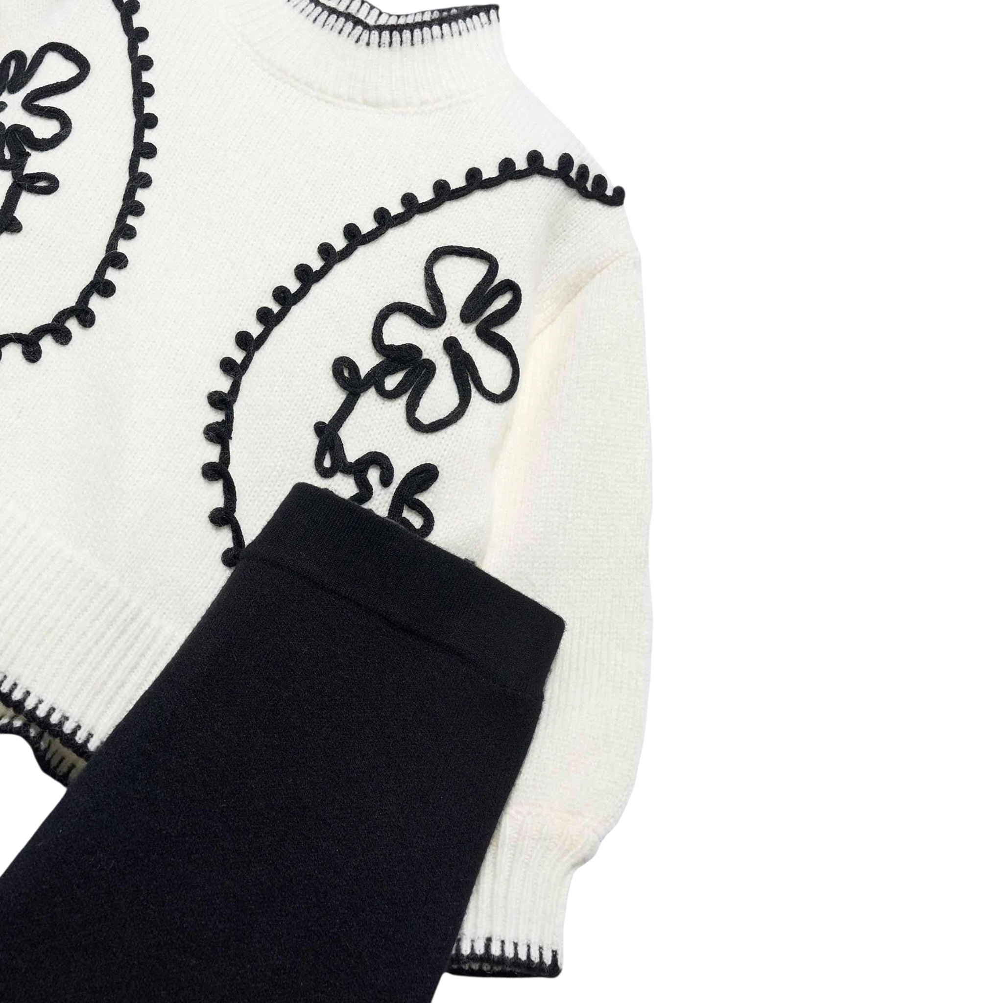 Abel & Lula Completo 2 Pezzi Maglia-Pantalone Bianco/Nero per Bambina 5729 BIANCO/NERO ABEL & LULA 