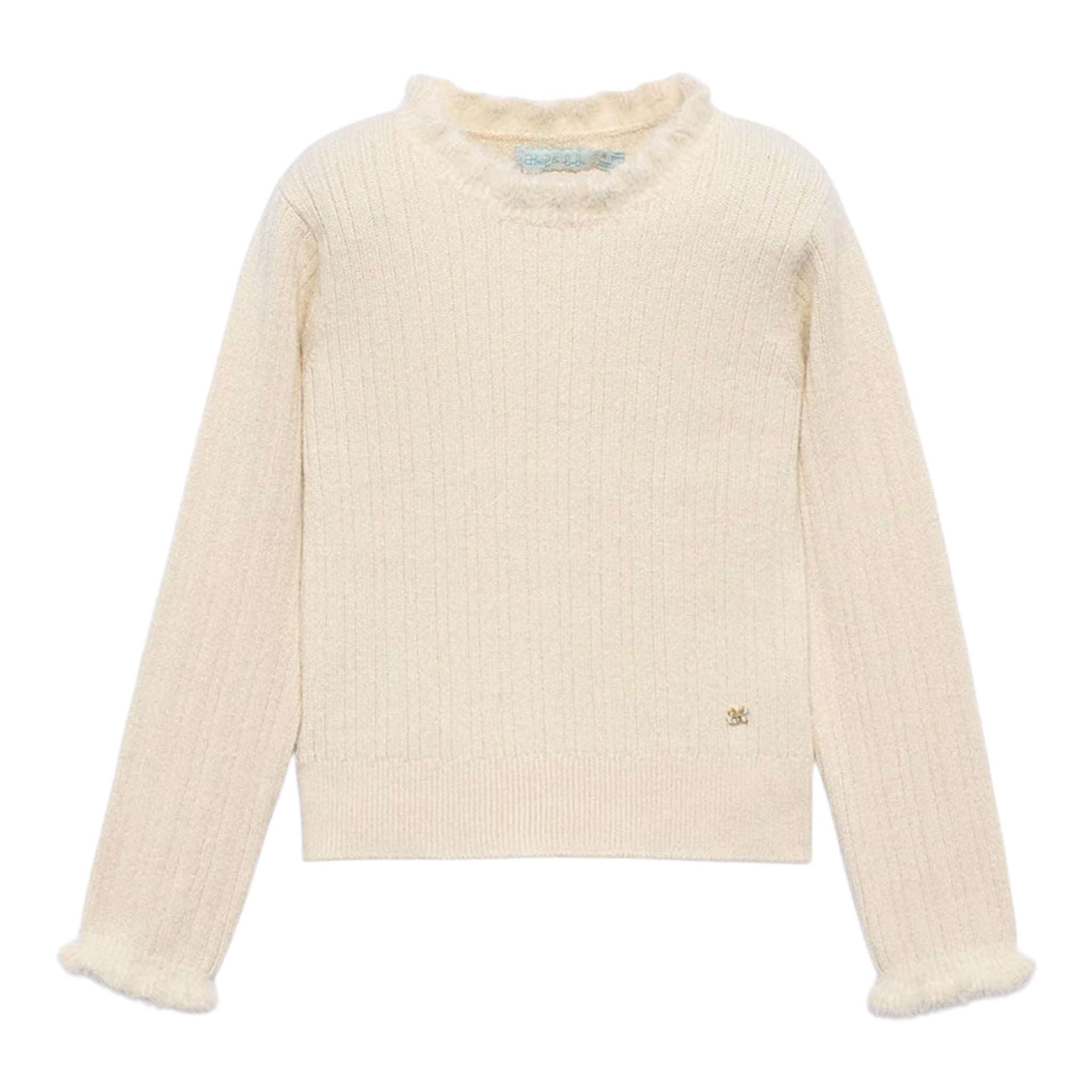 Abel & Lula Maglia tinta unita con Pelliccia Beige per Bambina 5835 BEIGE ABEL & LULA 