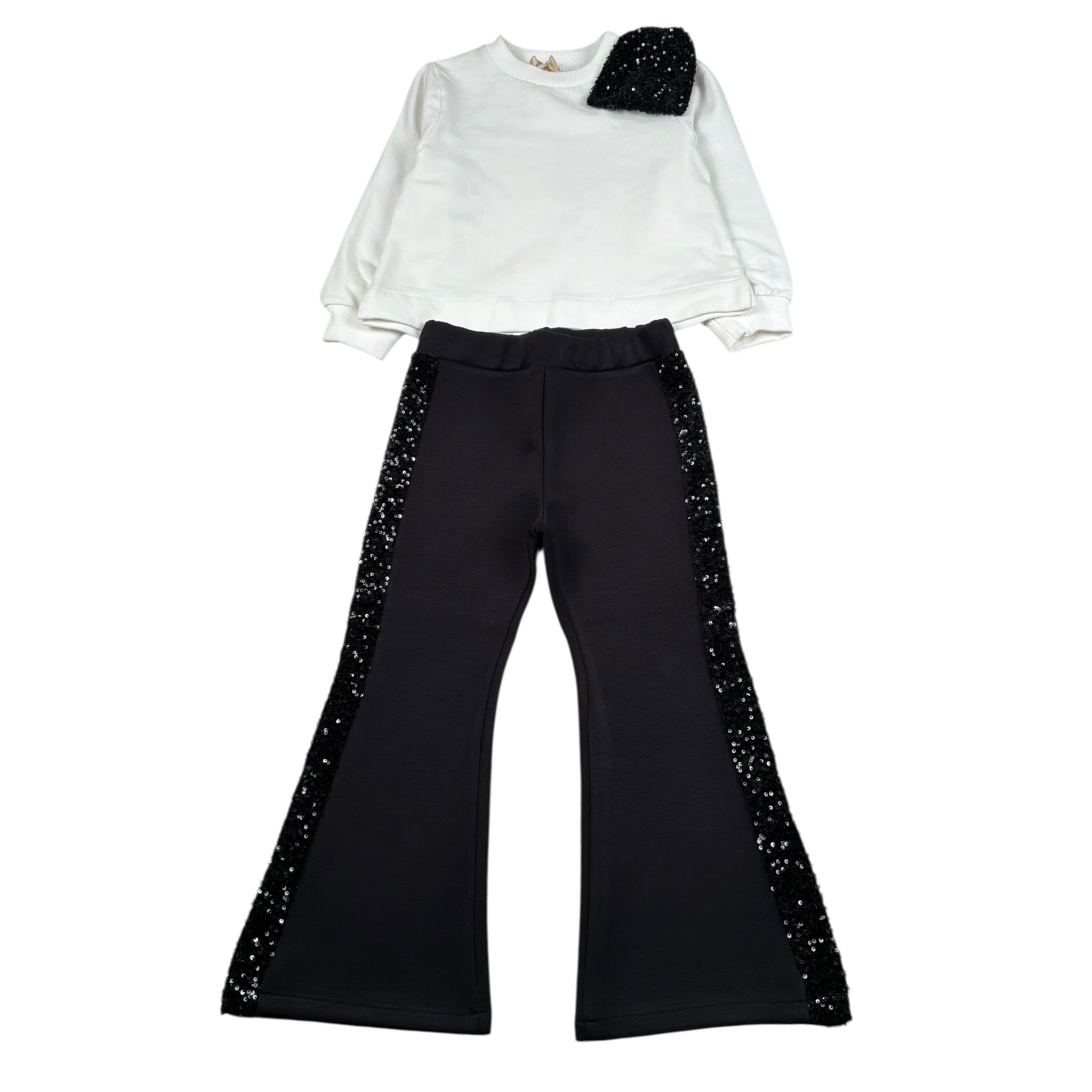 Abel & Lula Completo 2 Pezzi Felpa-Pantalone Bianco/Nero per Bambina FL6823 BIANCO/NERO ABEL & LULA 