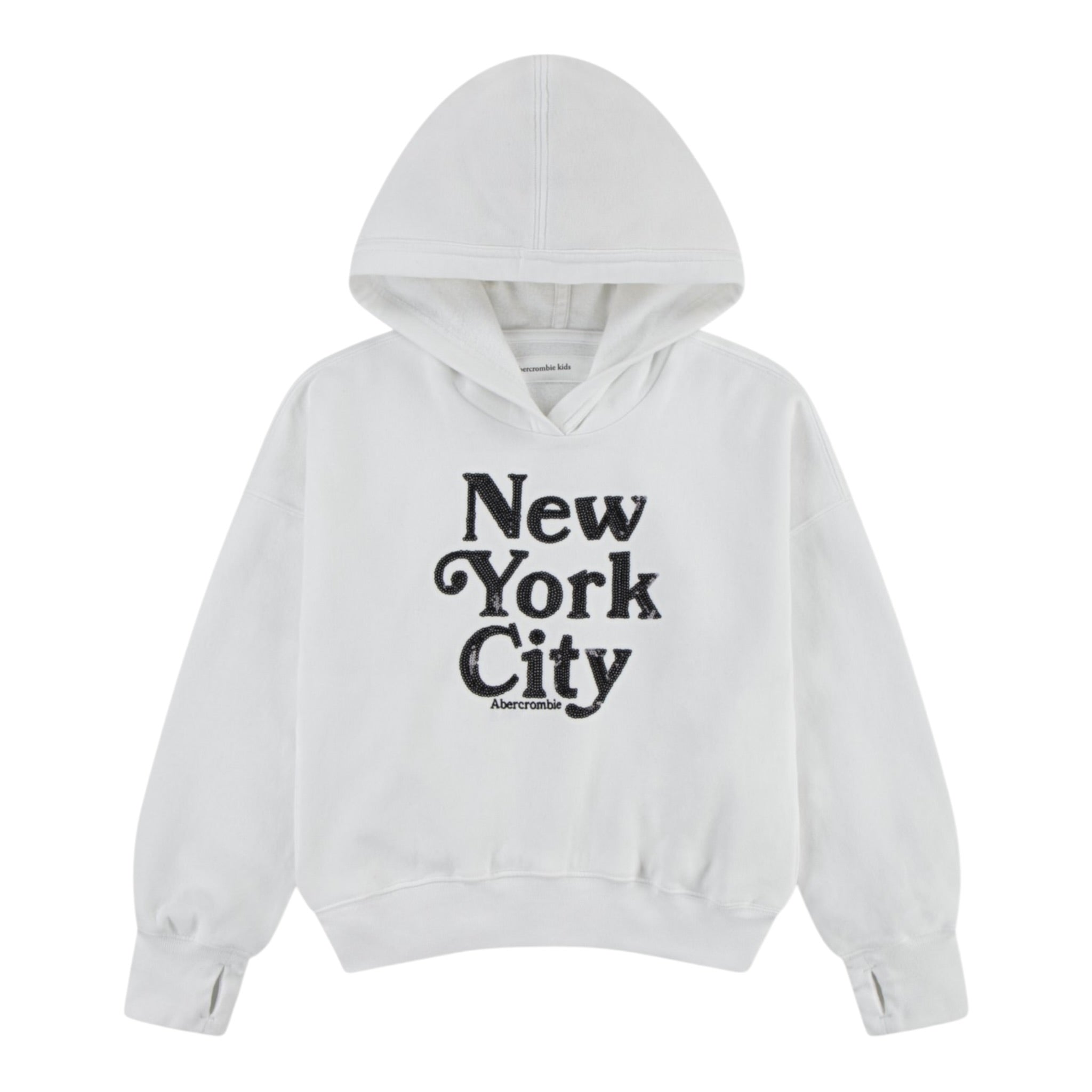 Abercrombie Kids Felpa tinta unita con Cappuccio E Paillettes Panna per Bambina 43AH82 PANNA ABERCROMBIE KIDS 