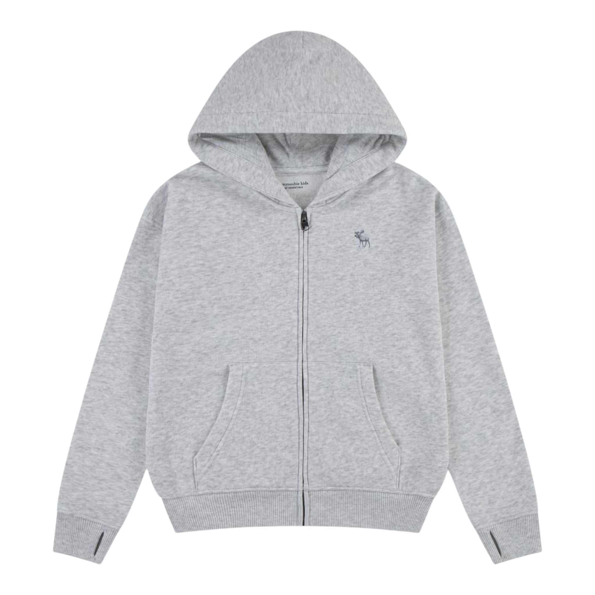 Abercrombie Kids Felpa tinta unita con Zip E Cappuccio Grigio per Bambino 93AF02X GRIGIO ABERCROMBIE KIDS 