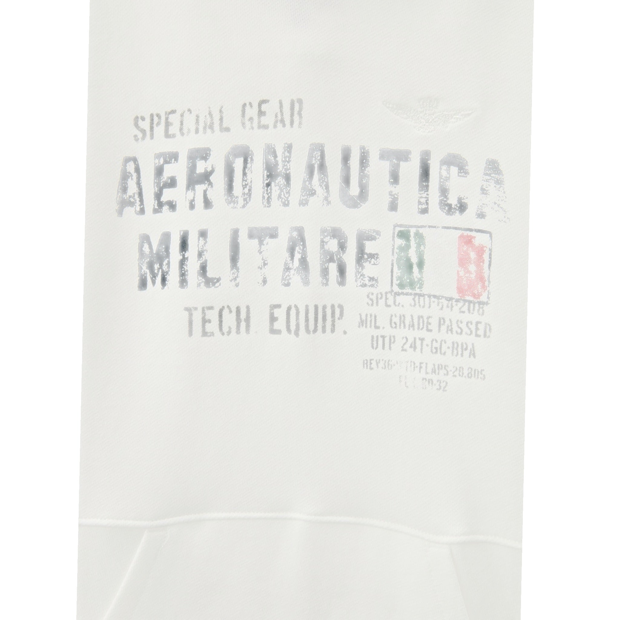 Aeronautica Militare Felpa tinta unita con Cappuccio E Stampa Bianco per Bambino 242FE0001AJRF758J BIANCO AERONAUTICA MILITARE 