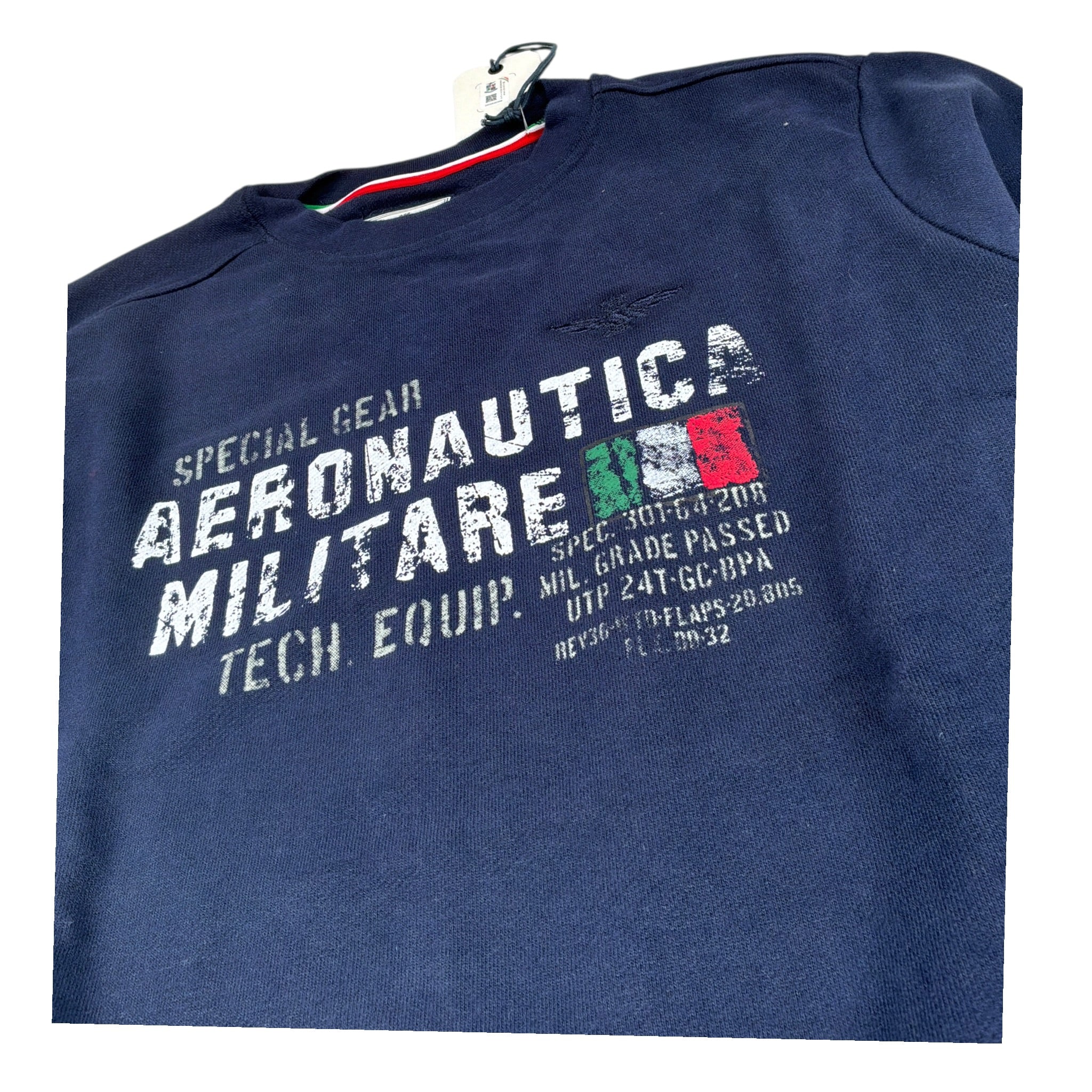 Aeronautica Militare Felpa tinta unita con Stampa Blu per Bambino 242TF0001AJRF758 BLU AERONAUTICA MILITARE 