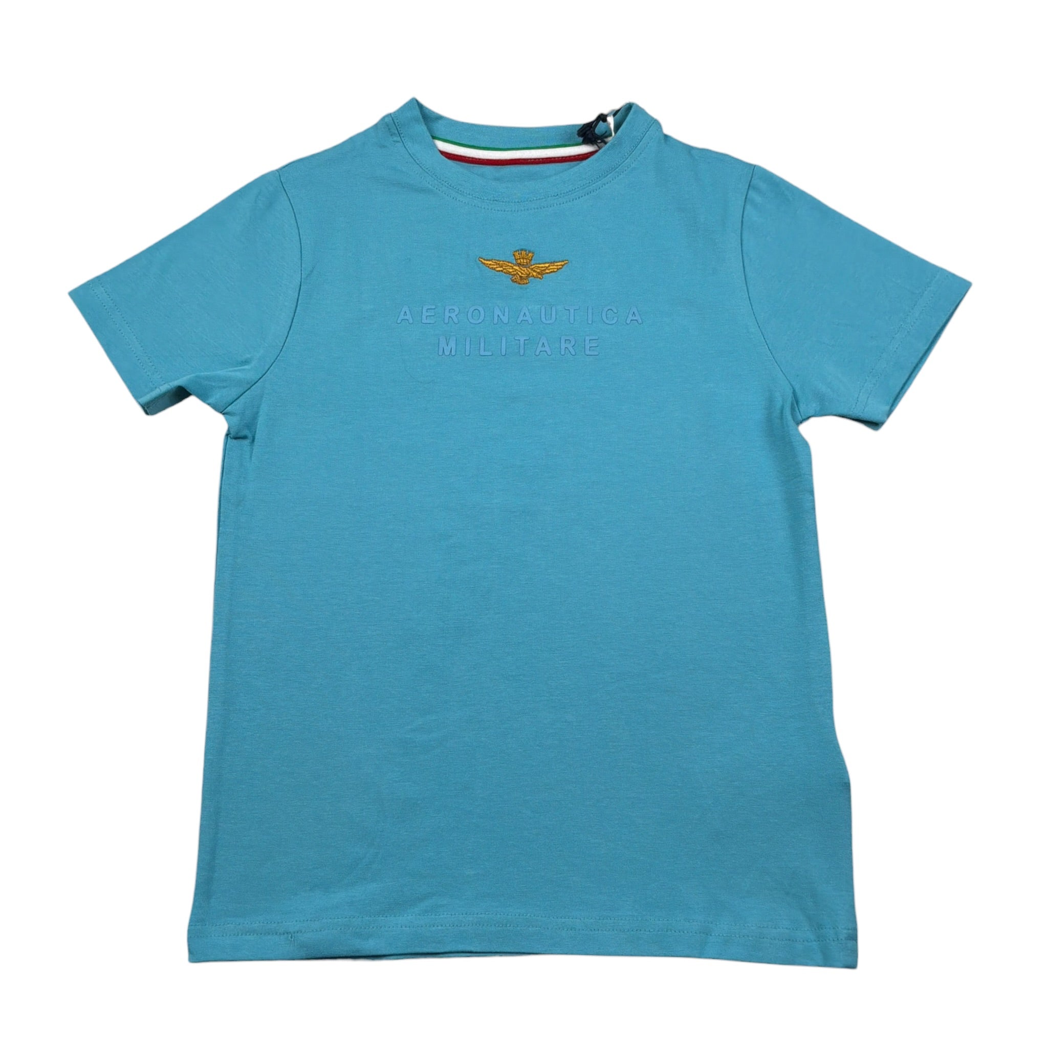 Aeronautica Militare T-Shirt Girocollo tinta unita con Stampa Azzurro per Bambino 252TS0058A AZZURRO AERONAUTICA MILITARE 