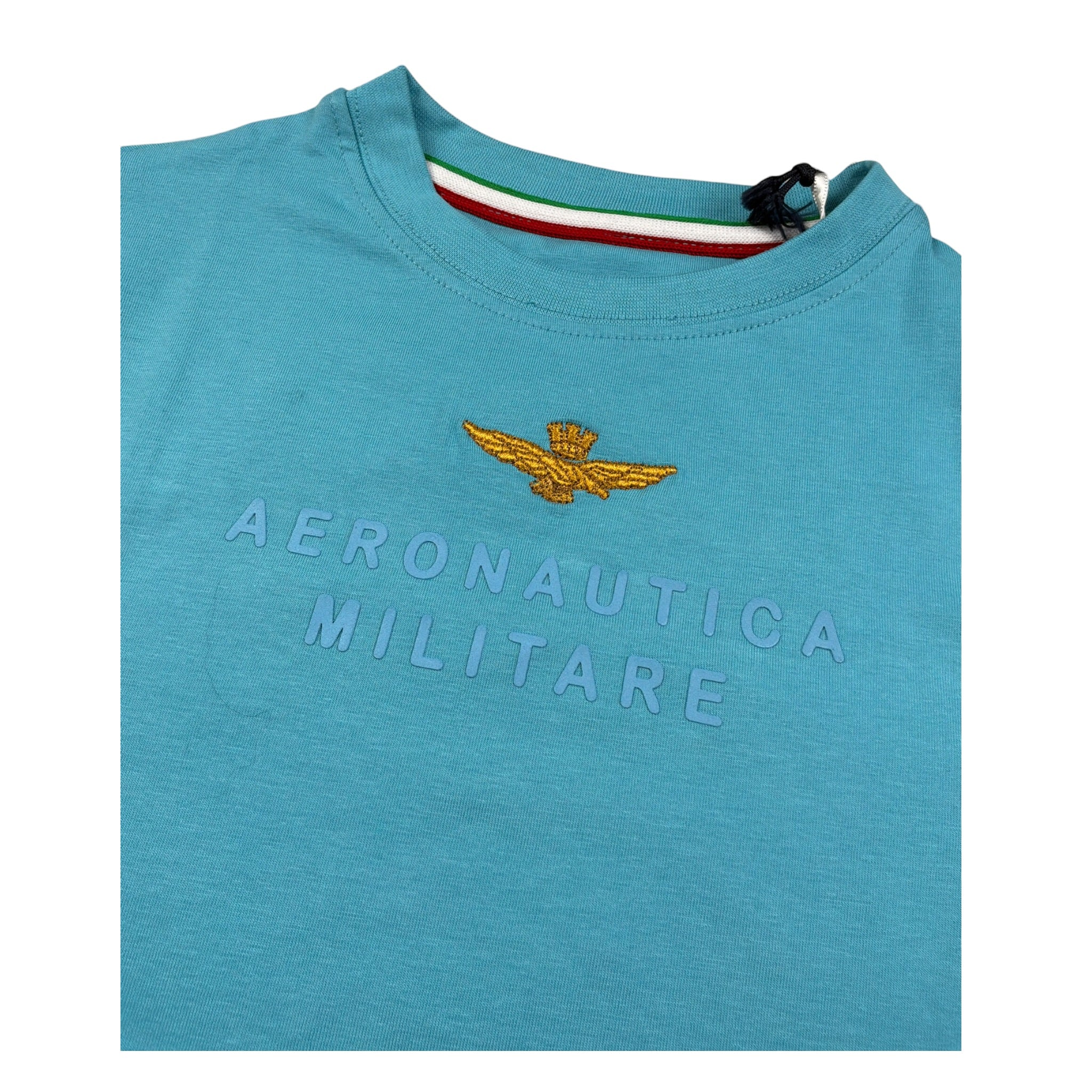Aeronautica Militare T-Shirt Girocollo tinta unita con Stampa Azzurro per Bambino 252TS0058A AZZURRO AERONAUTICA MILITARE 