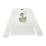 Amiuni Shirt Girocollo tinta unita con Stampa Bianco per Bambina 801025TS BIANCO AMIUNI 