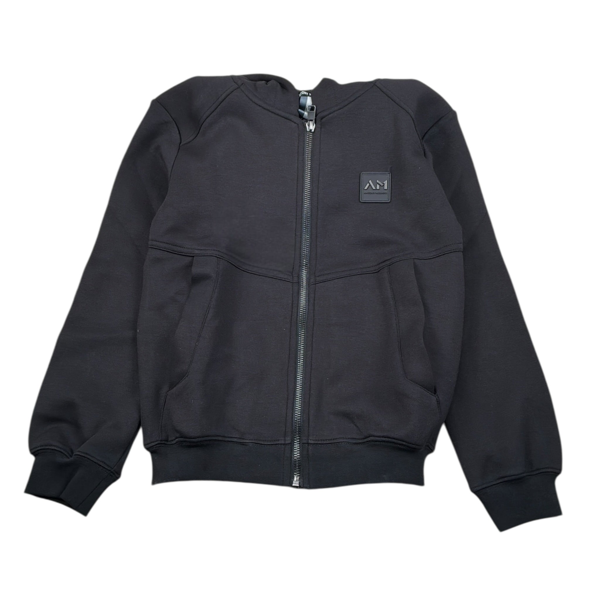 Antony Morato Felpa tinta unita con Zip E Cappuccio Nero per Bambino MKFL00541 NERO ANTONY MORATO 