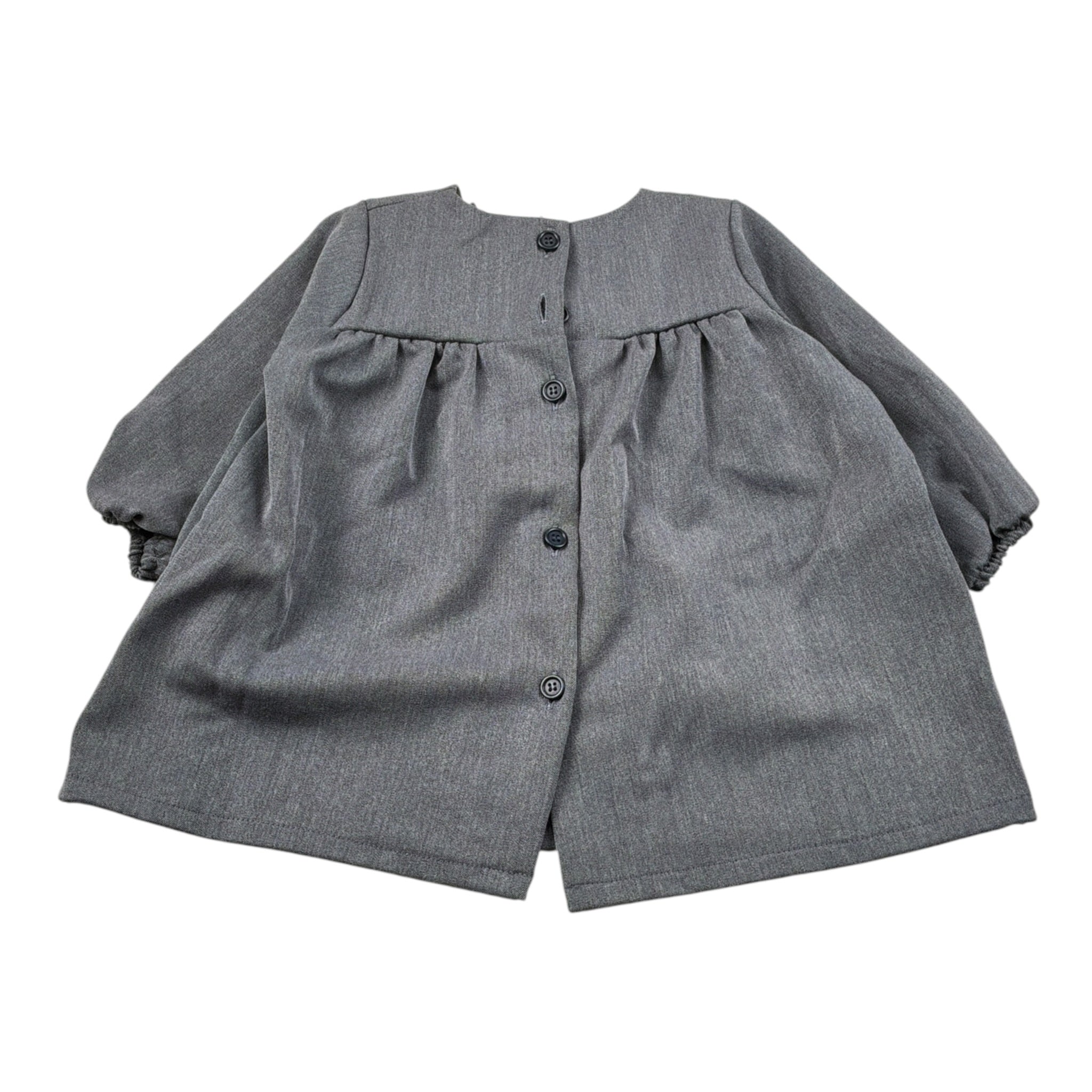 Aventiquattrore Abito Manica Lunga tinta unita con Fiocco Grigio per Bambina A2401678 GRIGIO AVENTIQUATTRORE 