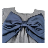 Aventiquattrore Abito Manica Lunga tinta unita con Fiocco Grigio per Bambina A2401678 GRIGIO AVENTIQUATTRORE 