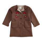 Babe & Tess Cappotto tinta unita con Ricami Marrone per Bambina 11/548032 MARRONE BABE & TESS 