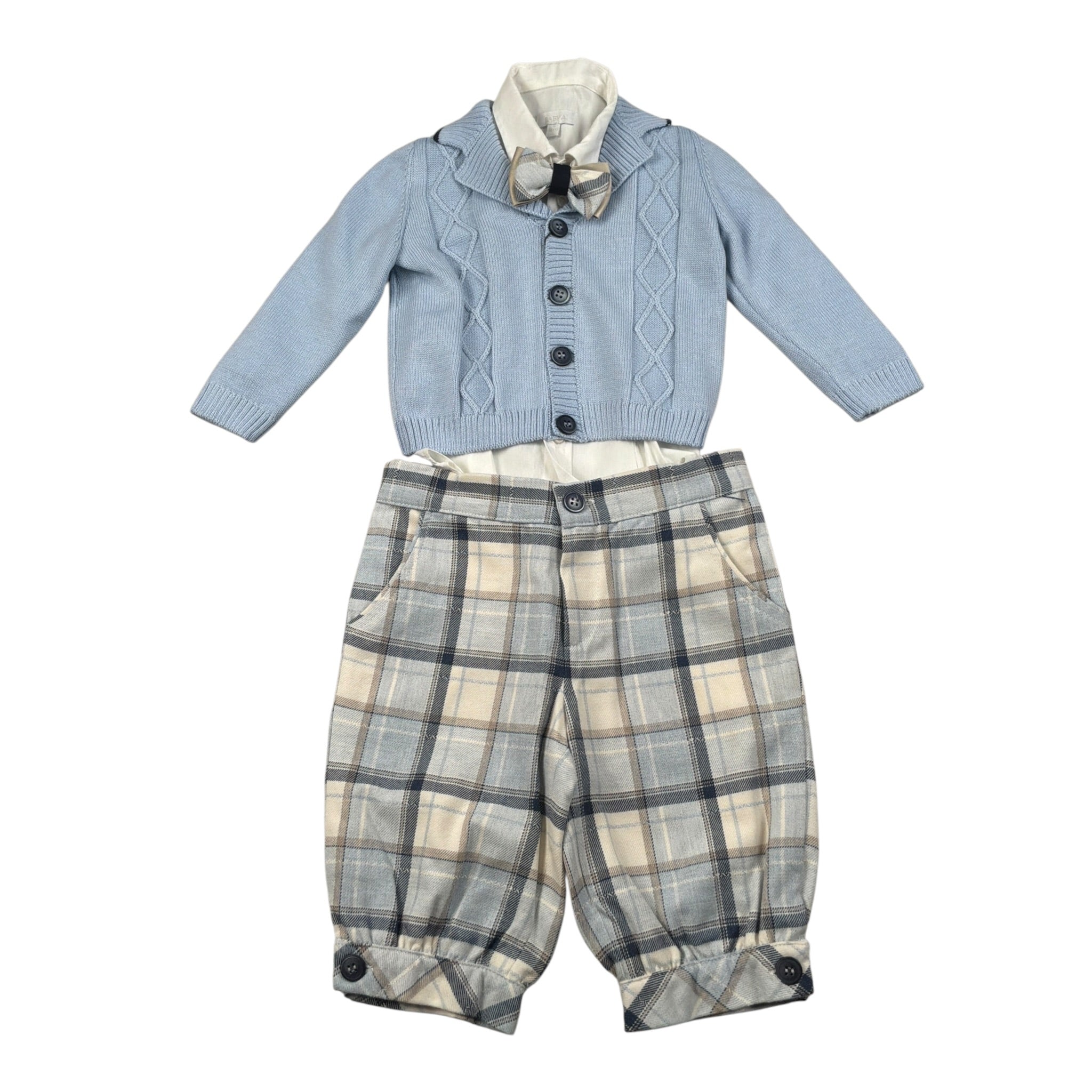 Baby A. Completo 4 Pezzi Cardigan-Camicia-Pantalone-Papillon Azzurro per Neonato A2902 AZZURRO BABY A. 