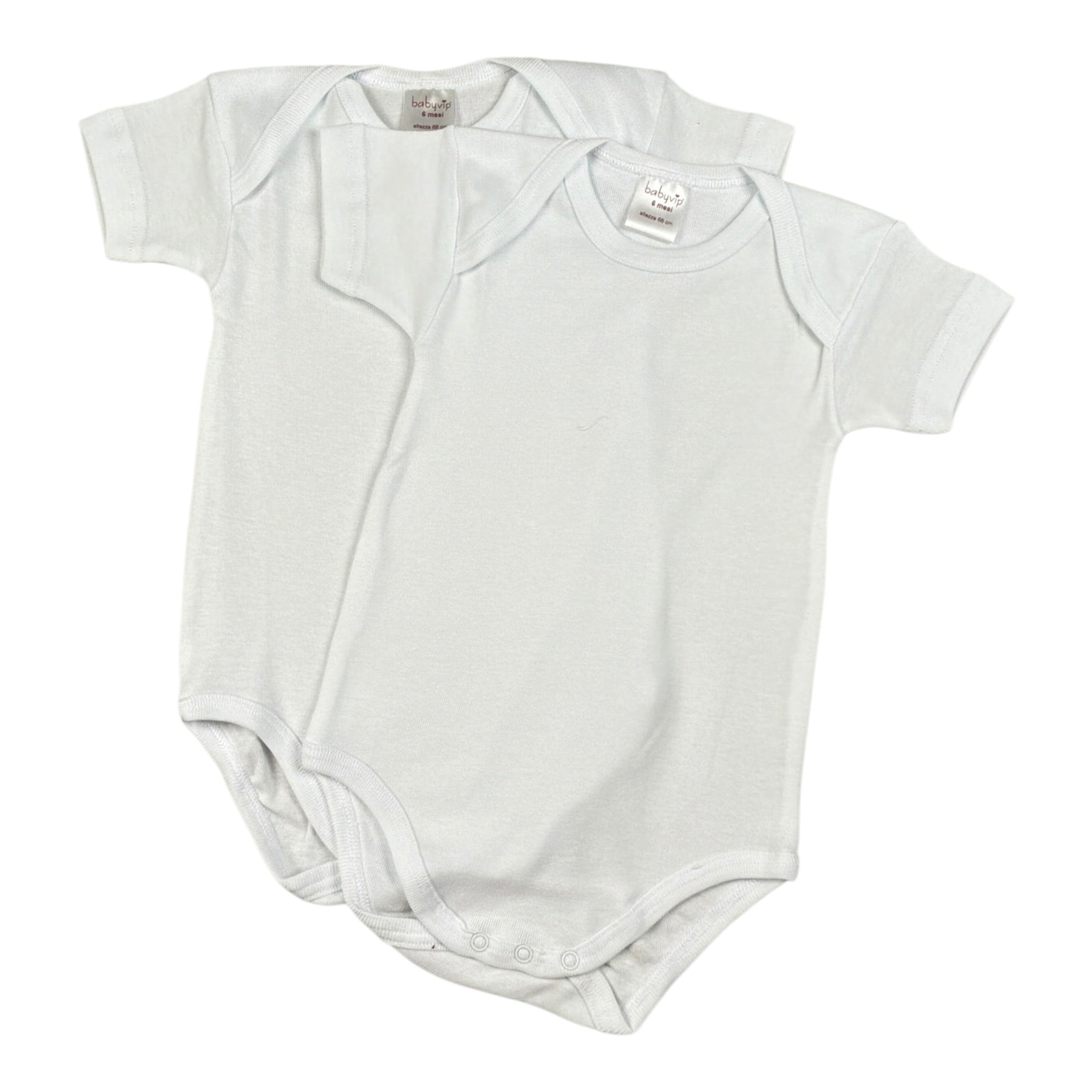 Babyvip Body Set 2Pz tinta unita Mezza Manica Bianco per Neonata J1246 BIANCO BABYVIP 