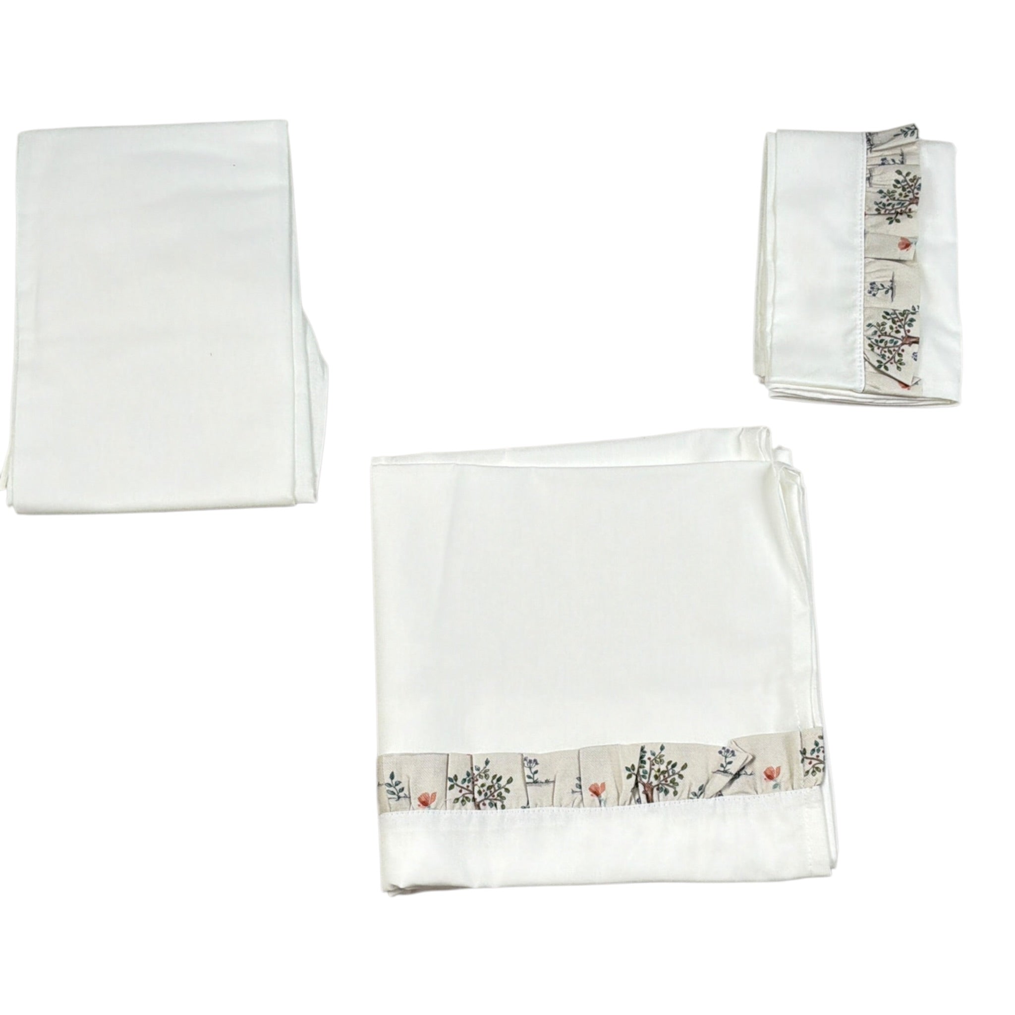 Babyvip Lenzuola Set 3Pz tinta unita Bianco per Neonata T4011 BIANCO BABYVIP 