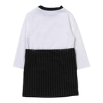 Balmain Abito Manica Lunga Bicolore con Culotte Bianco/Nero per Neonata BT1020 BIANCO/NERO BALMAIN 