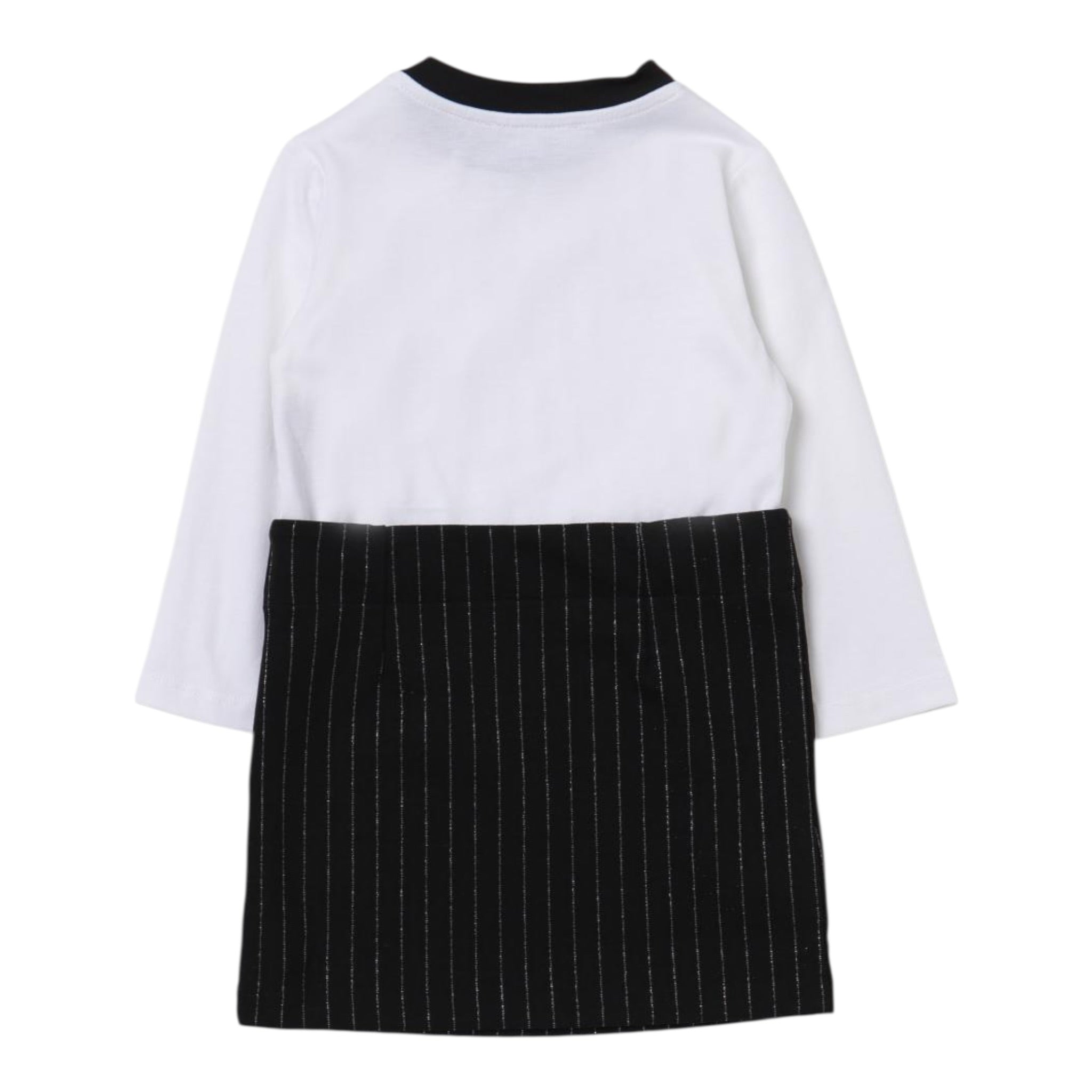 Balmain Abito Manica Lunga Bicolore con Culotte Bianco/Nero per Neonata BT1020 BIANCO/NERO BALMAIN 