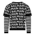 Balmain Maglia Girocollo tinta unita con Stampe Logo Nero per Bambino BT9P00 NERO BALMAIN 