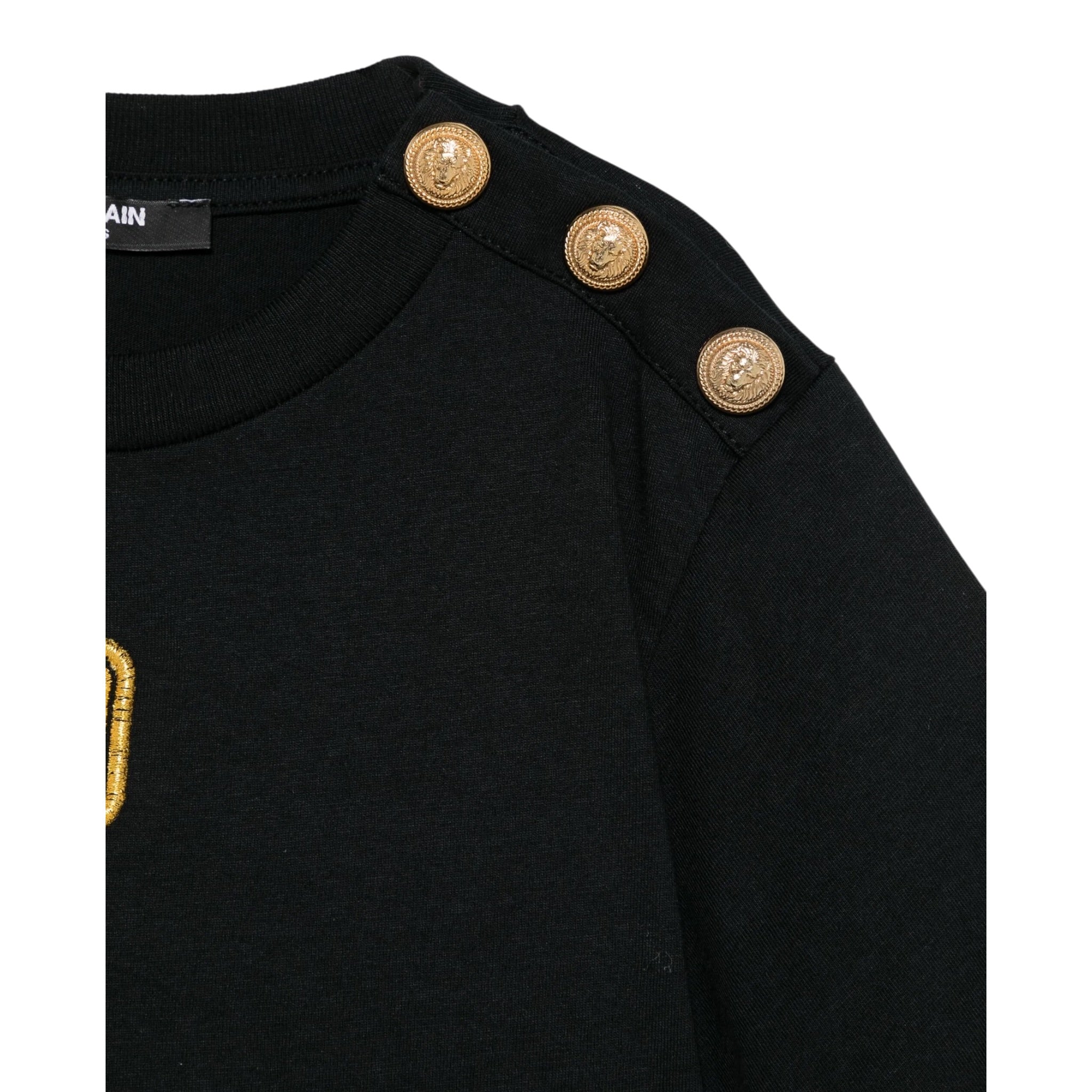 Balmain T-Shirt tinta unita con Logo Nero per Neonata BW8581 NERO BALMAIN 