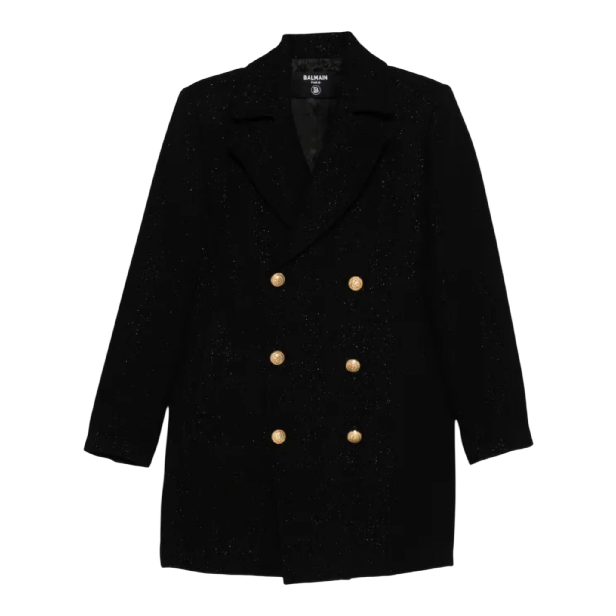 Balmain Cappotto tinta unita con Bottoni Nero per Bambina BX2Q10 NERO BALMAIN 