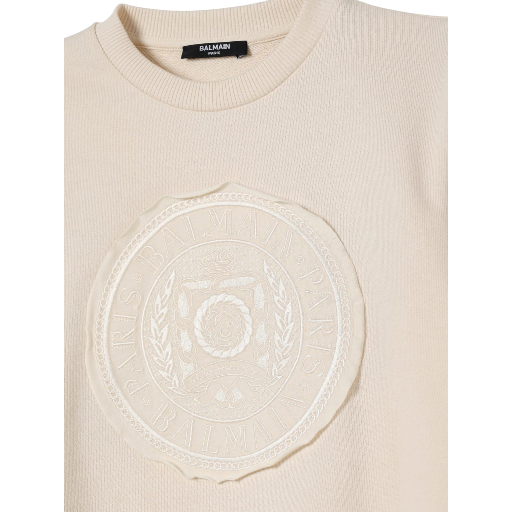 Balmain Felpa Chiusa Girocollo tinta unita Panna per Bambino BX4Q40X PANNA BALMAIN 