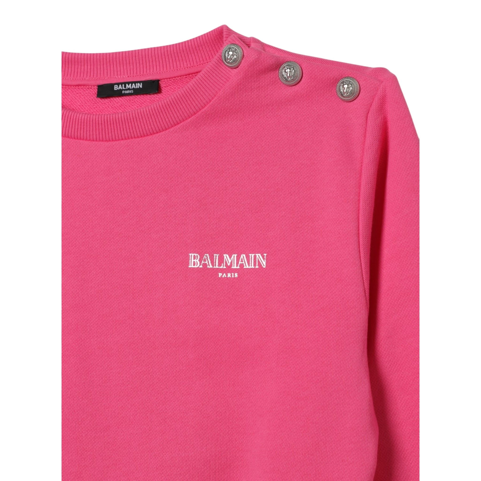 Balmain Felpa tinta unita con Stampa Fuxia per Bambina BX4R10 FUXIA BALMAIN 