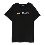 Balmain T-Shirt tinta unita con Stampa Nero per Bambino BX8R31 NERO BALMAIN 