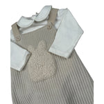 Barcellino Completo 2Pz Body-Salopette Bicolore Beige/Bianco per Neonato 125112 BEIGE/BIANCO BARCELLINO 