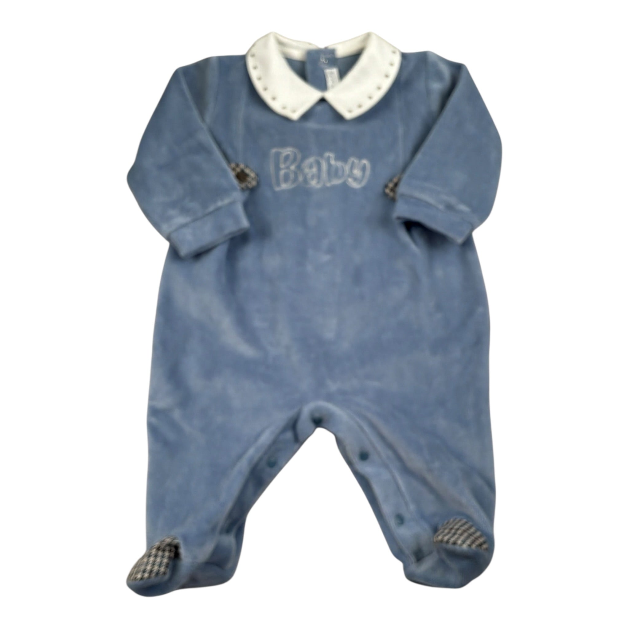 Barcellino Tutina tinta unita con Colletto Azzurro per Neonato 125201 AZZURRO BARCELLINO 