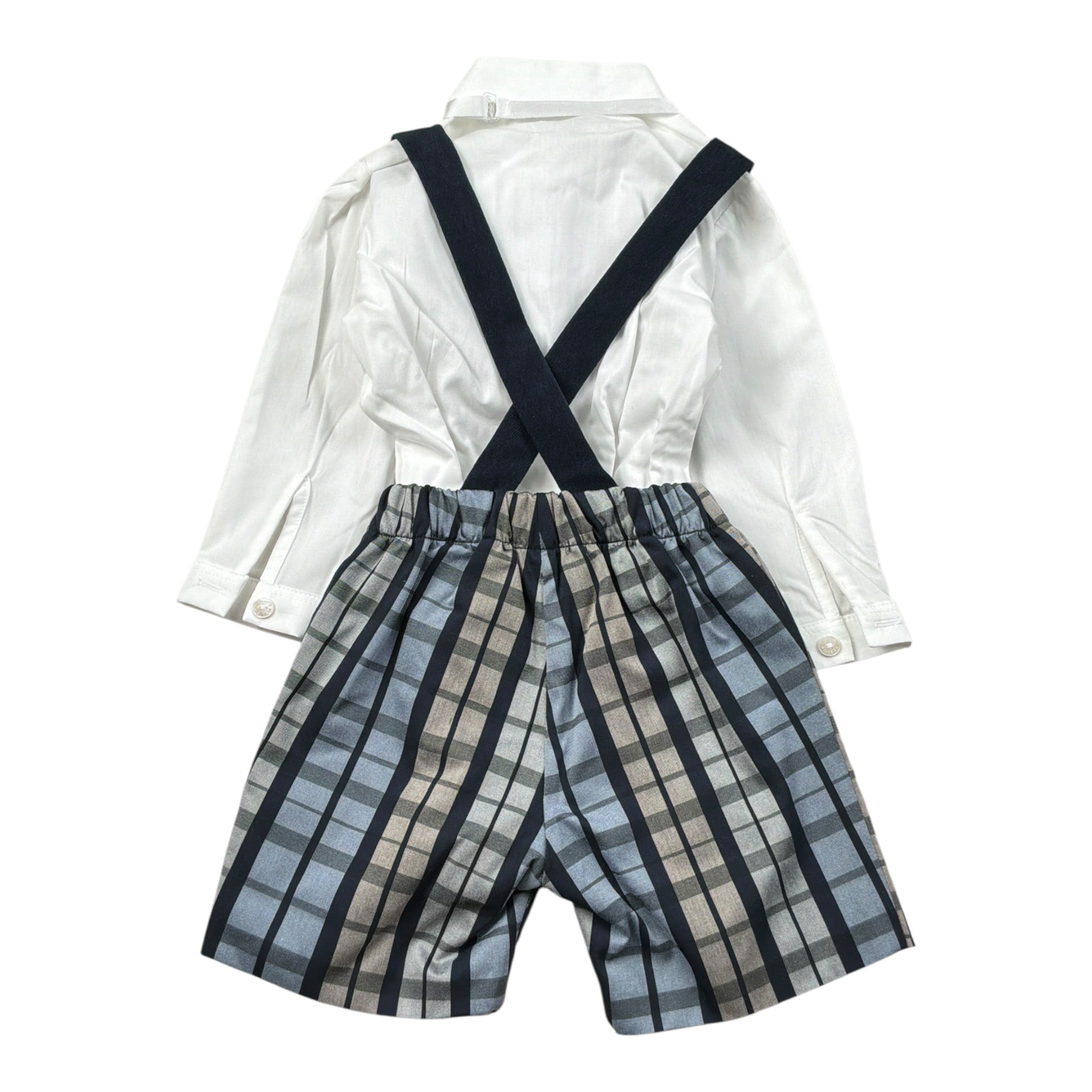Barcellino Completo 3Pz Camicia Body-Salopette-Papillon Blu per Neonato 125219 BLU BARCELLINO 