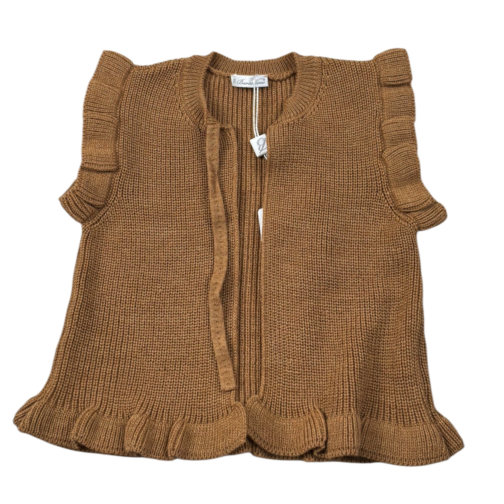 Barcellino Gilet In Maglia Giromanica tinta unita Cammello per Neonata 125415 CAMMELLO BARCELLINO 