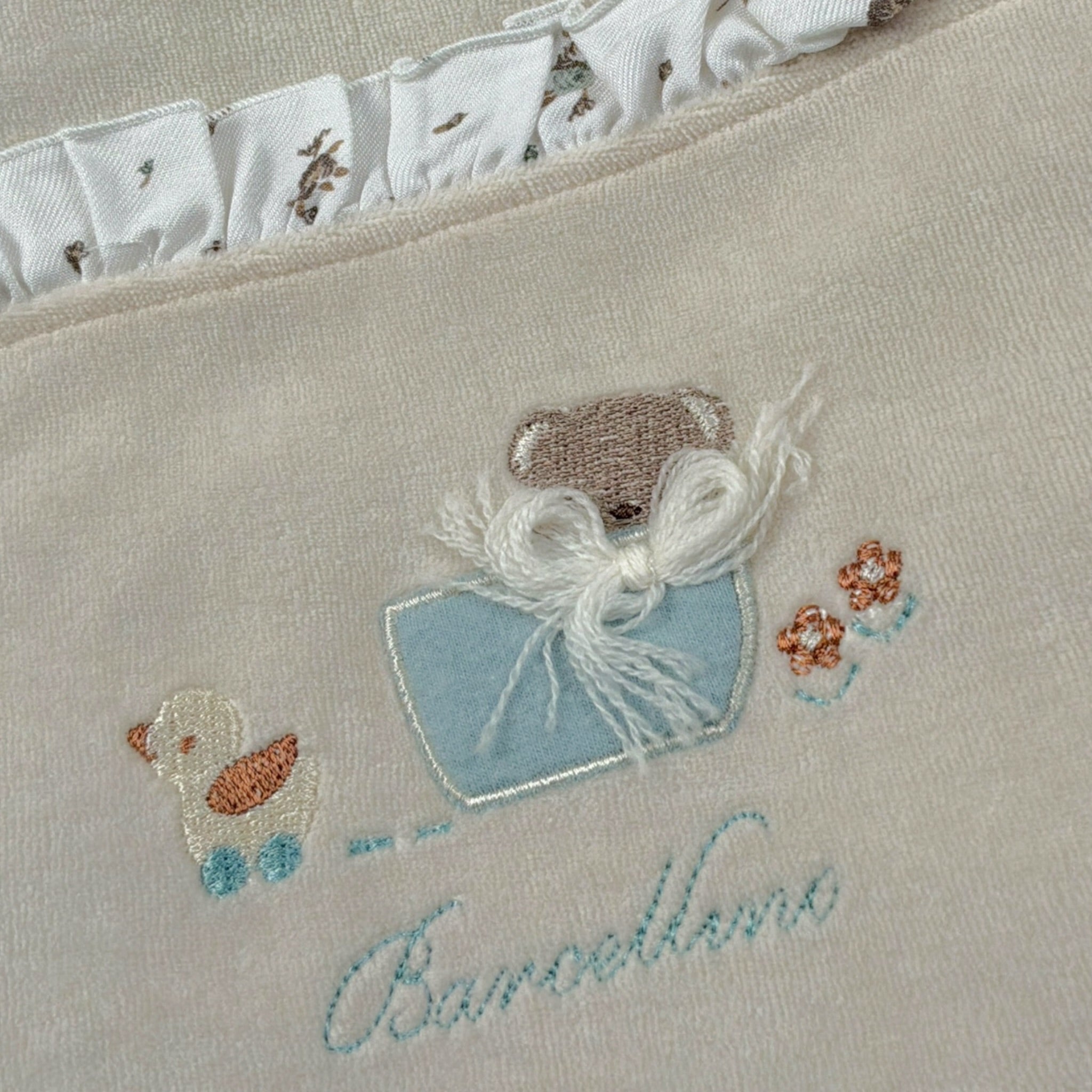 Barcellino Coperta Bicolore con Stampa Beige/Azzurro per Neonata 125908 BEIGE/AZZURRO BARCELLINO 