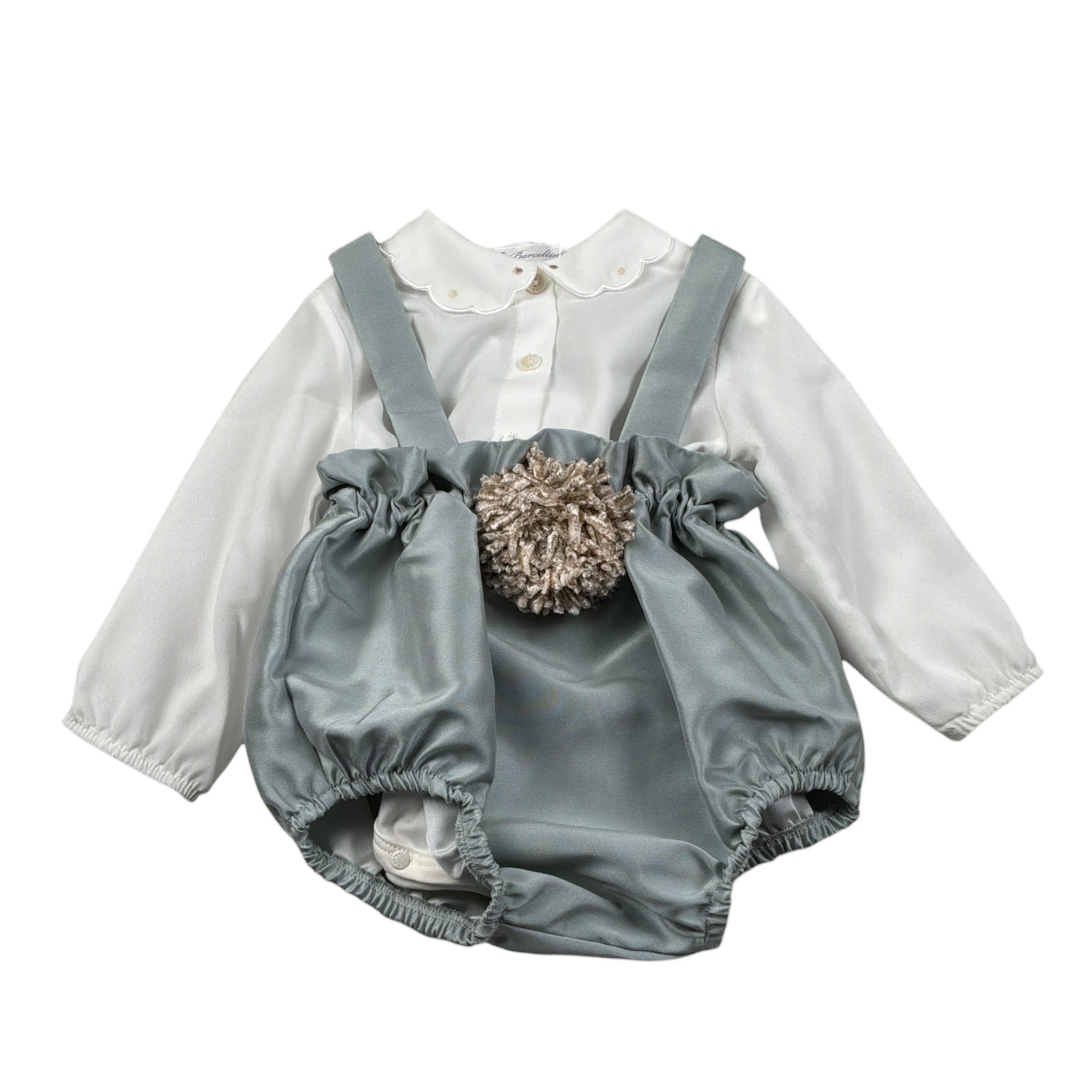 Barcellino Completo 2Pz Camicia-Salopette Bianco per Neonata 125911X BIANCO BARCELLINO 