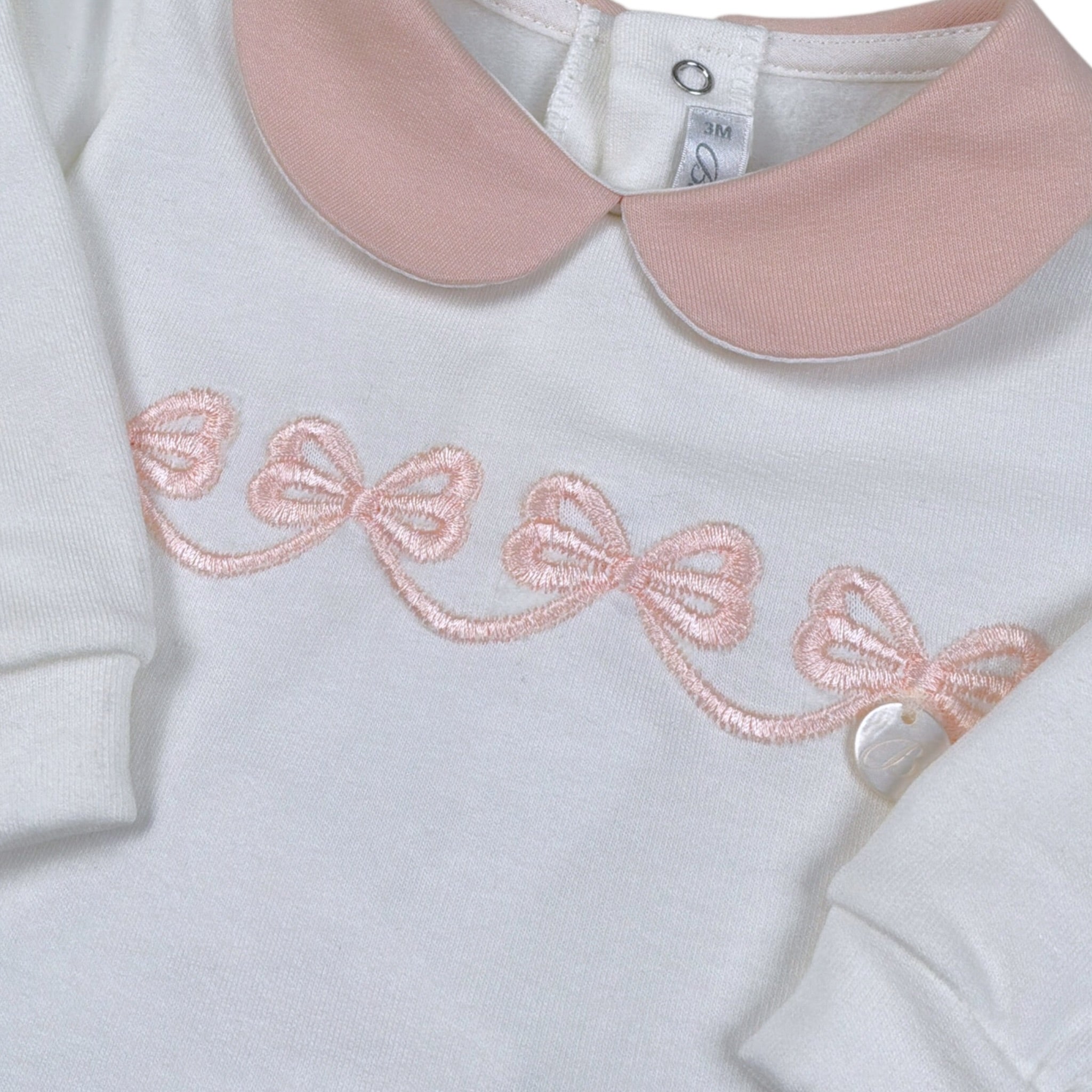 Barcellino Tutina tinta unita con Colletto E Stampa Bianco per Neonata 126301 BIANCO BARCELLINO 