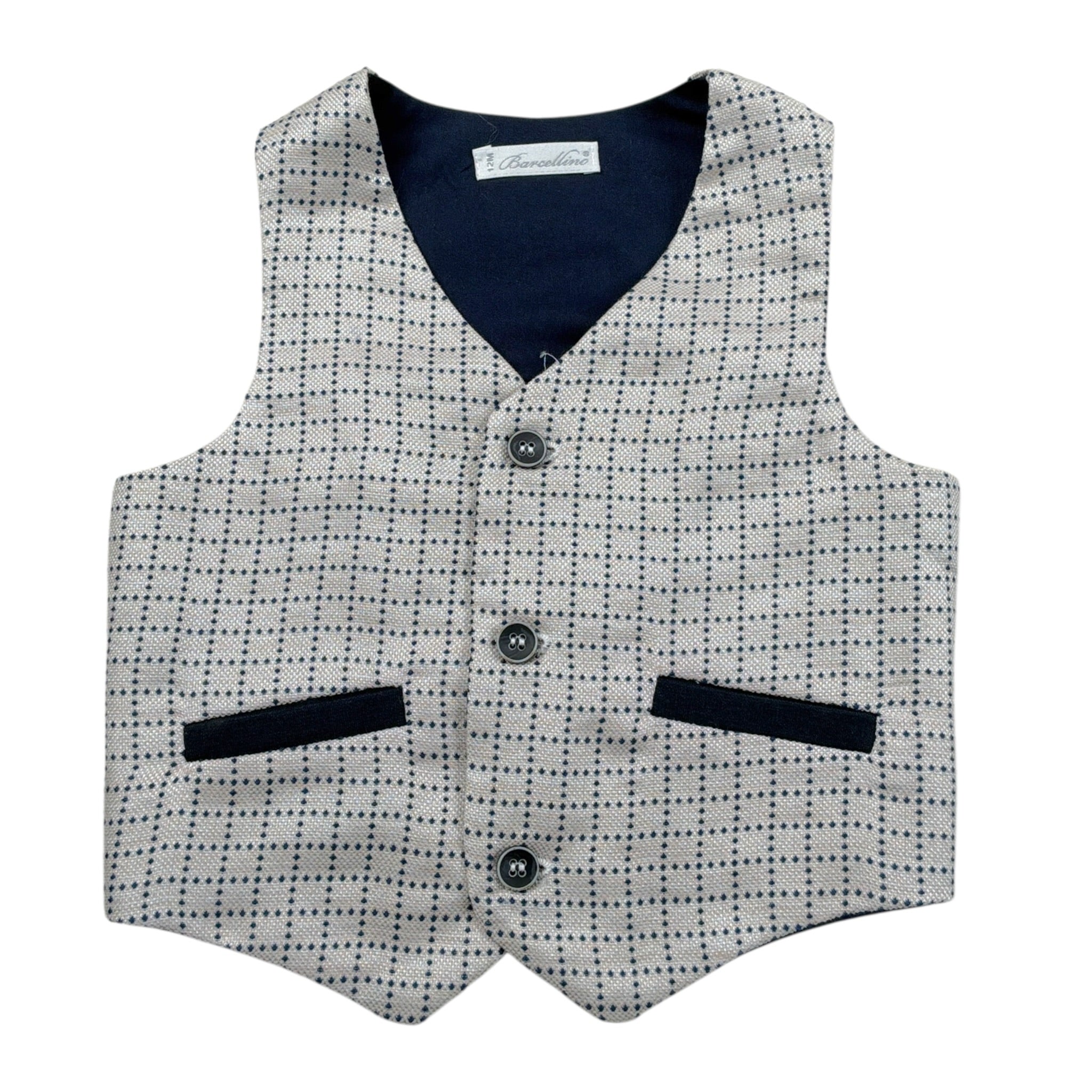 Barcellino Gilet tinta unita con Fantasia Grigio per Neonato GTFTI GIRGIO BARCELLINO 