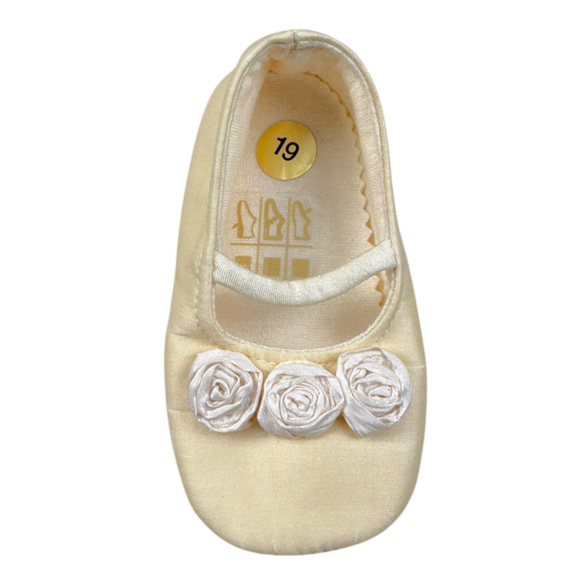 Baroni Ballerina tinta unita con Fiori Avorio per Neonata CMMCF AVORIO BARONI 