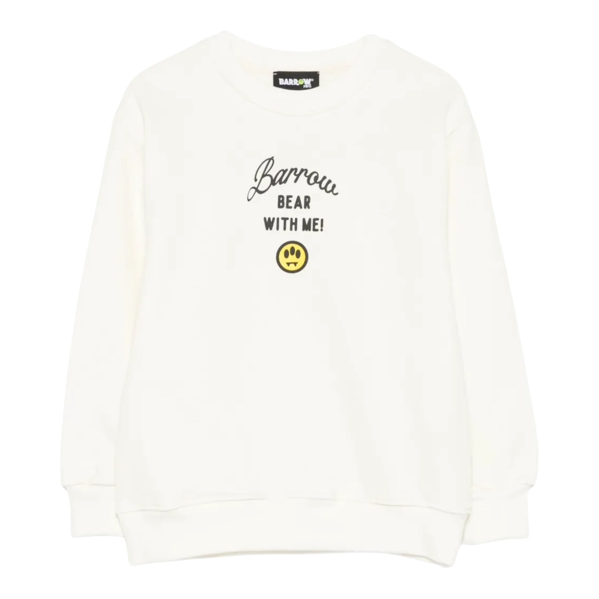 Barrow Kids Felpa tinta unita con Stampa Bianco per Bambino F5BKJGSW132 BIANCO BARROW KIDS 