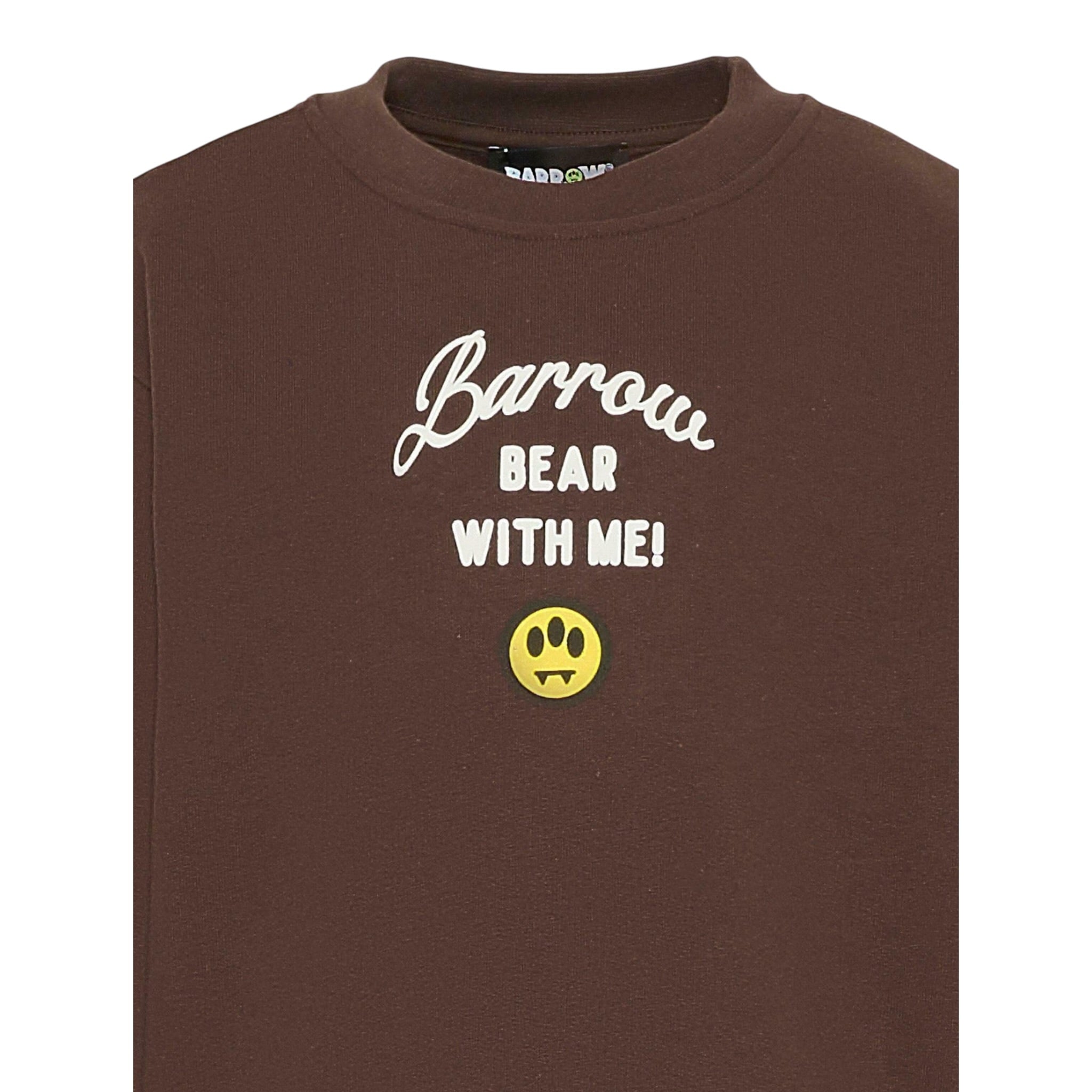 Barrow Kids Felpa Chiusa Girocollo tinta unita con Ricami Marrone per Bambina F5BKJGW132 MARRONE BARROW KIDS 