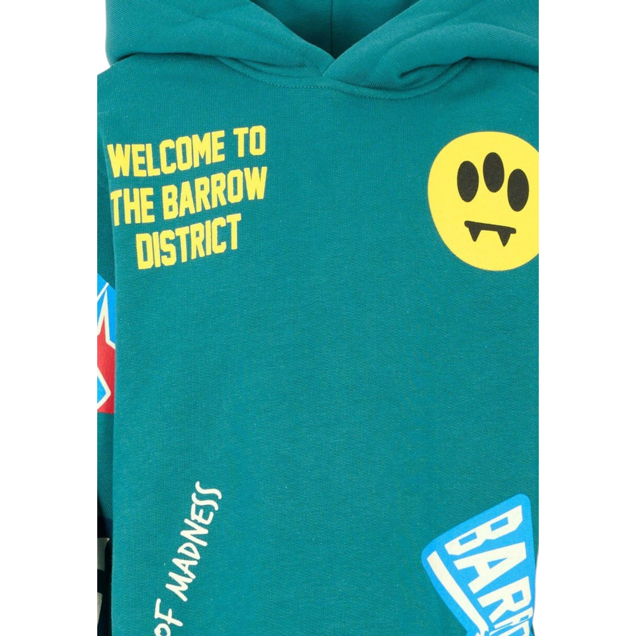 Barrow Kids Felpa tinta unita con Cappuccio E Stampa Verde per Bambino F5BKJUHS078X VERDE BARROW KIDS 